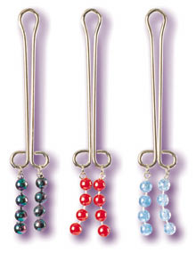 picture of Cleopatra Collection Clit Clip — red metallic pearls copyright © Convergence Inc. Used by permission.