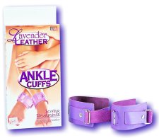 picture of Lavender Leather Ankle Cuffs copyright © Discreet Online Shopping. Used by permission.